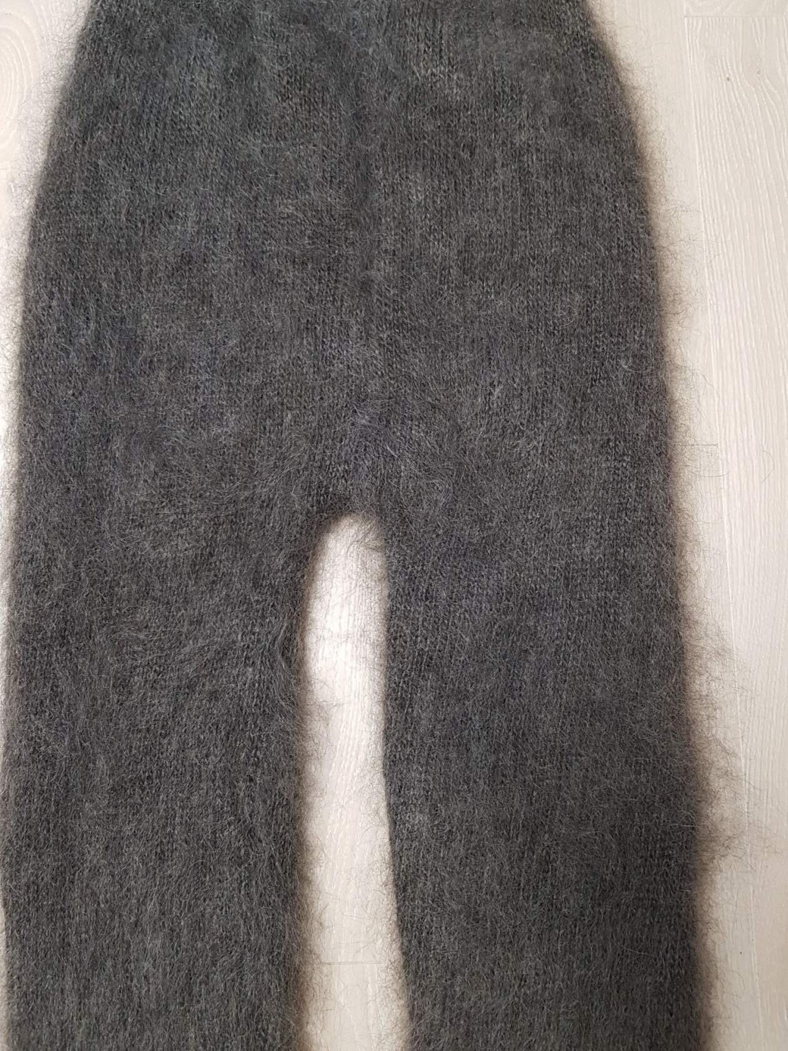 Women's Merino wool leggings grey mohair pants Knitted Etsy
