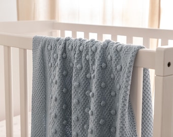 Handmade blanket - knit baby blanket - wool blanket - baby boy blanket - baby girl blanket