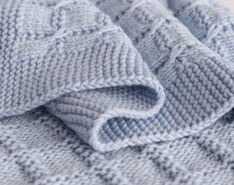 Knit baby blanket - merino wool blanket - handmade blanket - baby boy blanket - baby girl blanket