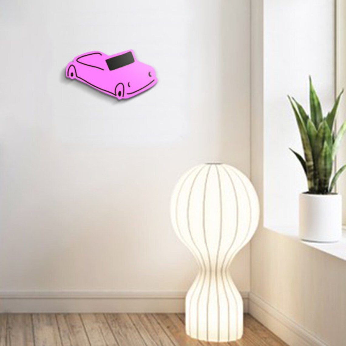 Pink Car Wall art decor Minimalist Bedroom gift for kids | Etsy