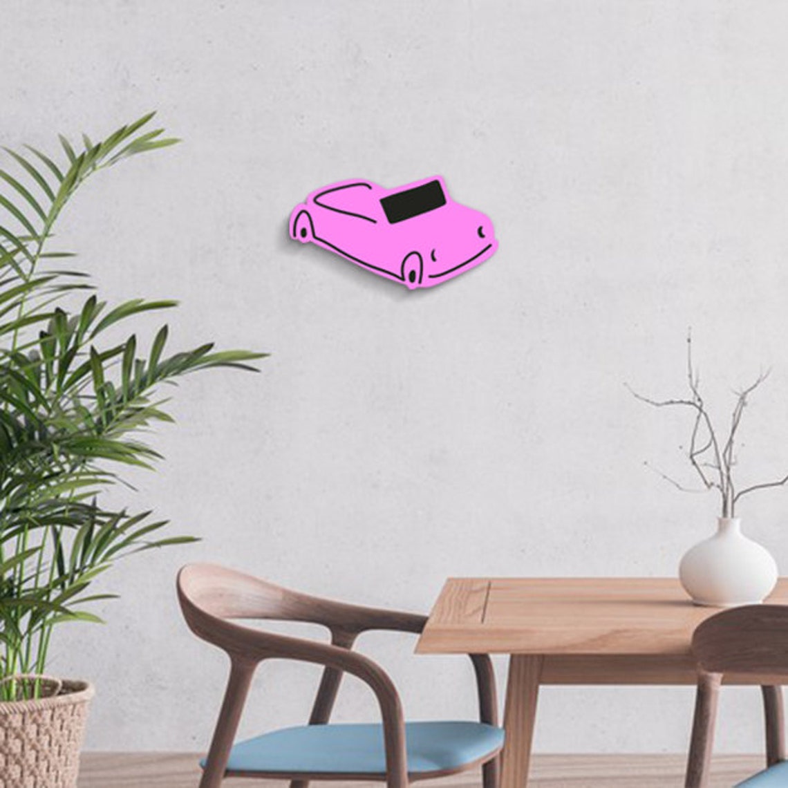 Pink Car Wall art decor Minimalist Bedroom gift for kids | Etsy