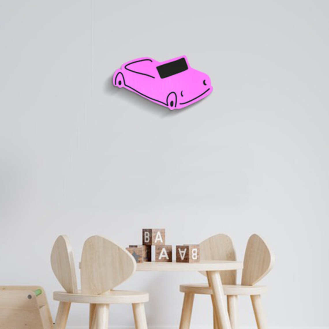 Pink Car Wall art decor Minimalist Bedroom gift for kids | Etsy