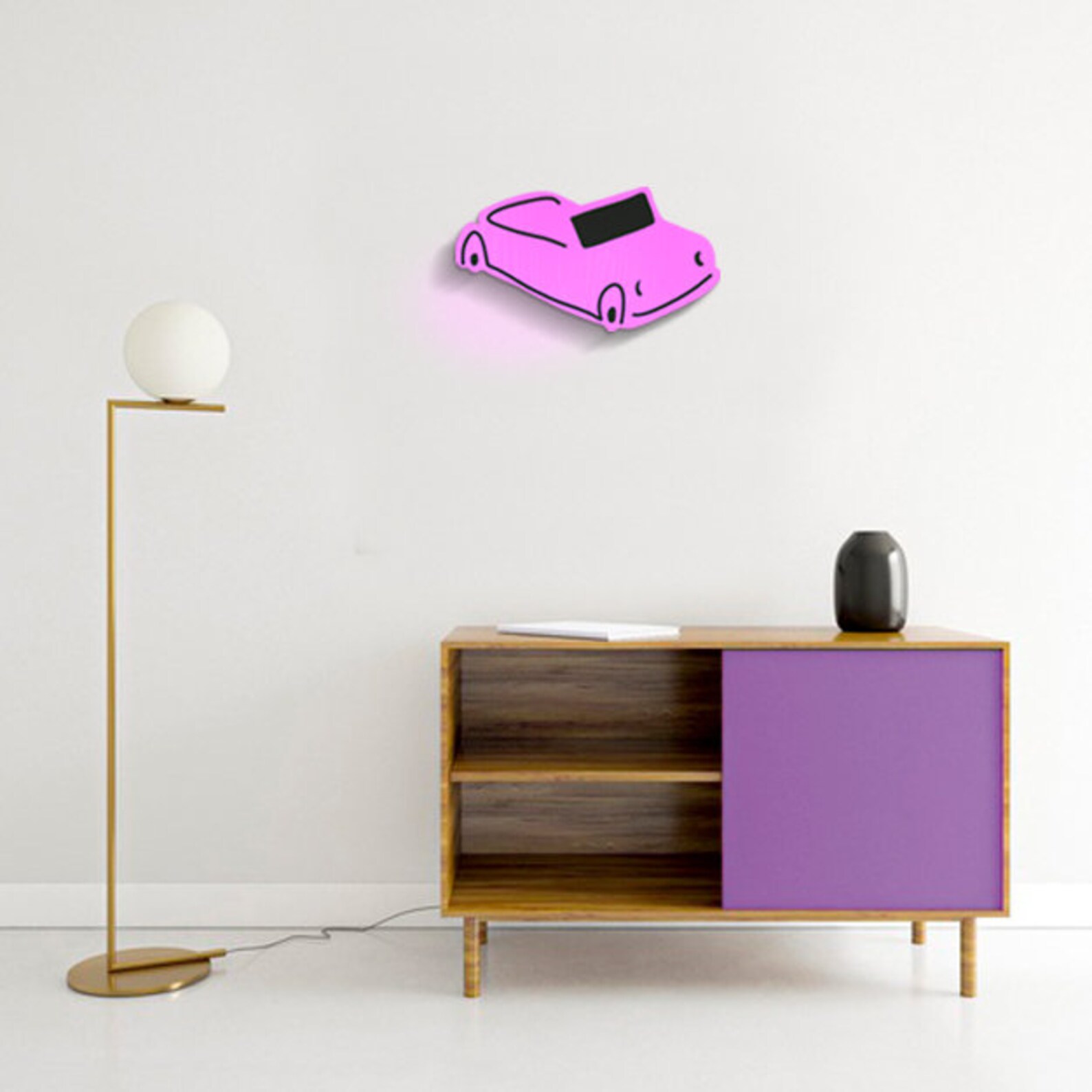 Pink Car Wall art decor Minimalist Bedroom gift for kids | Etsy