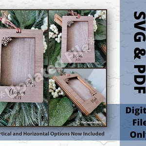 Personalizable Wallet Sized Photo Ornament, Vertical & Horizontal Options Now Available, Digital, Laser Cut File, SVG and PDF Files Avail