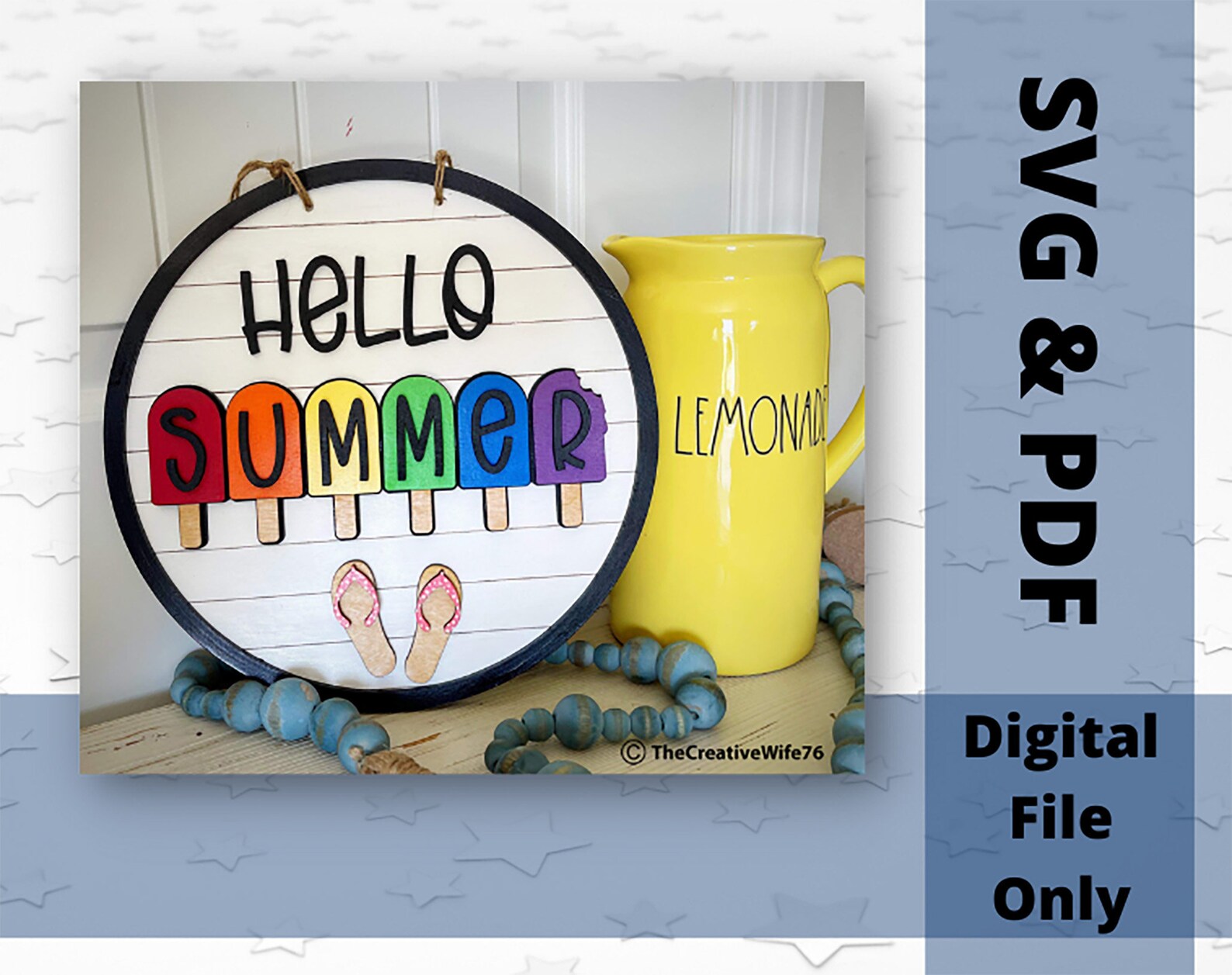 Hello Summer Door Hanger (no Physical Item), Digital, Laser Cut File ...