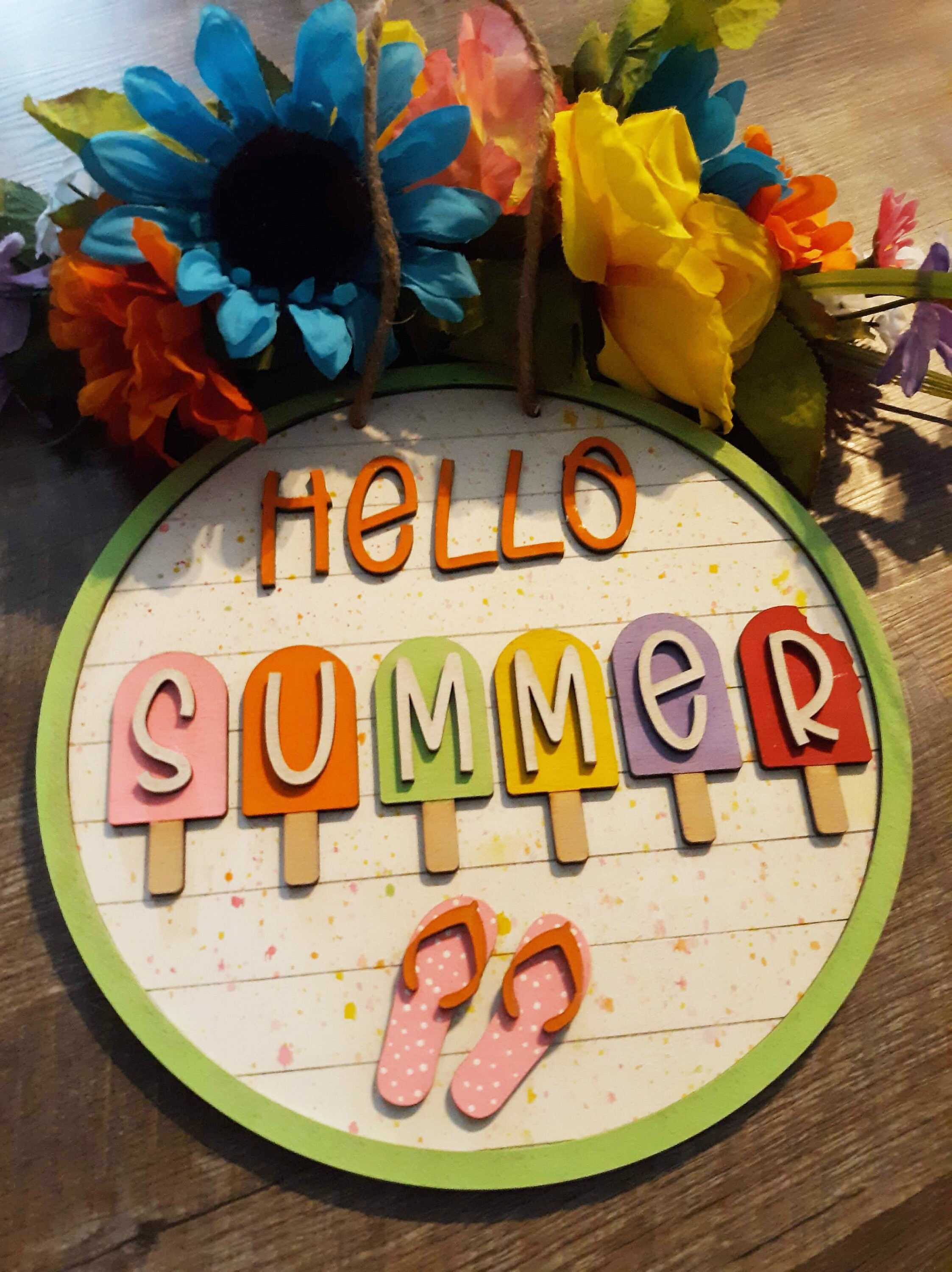 Hello Summer Door Hanger (no Physical Item), Digital, Laser Cut File ...