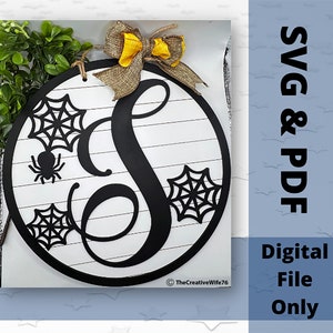 Halloween Initial Door Hanger, Letters A-Z, Digital, Laser Cut File, SVG and PDF Files Available