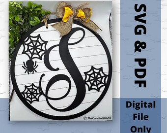Halloween Initial Door Hanger, Letters A-Z, Digital, Laser Cut File, SVG and PDF Files Available