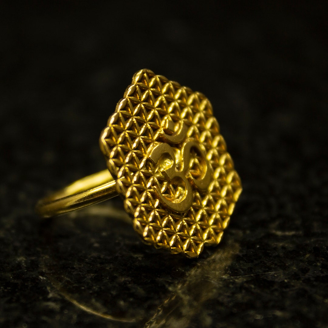 22K SOLID YELLOW GOLD OM GOD RING DIAMOND CUTTING RHODIUAM DESIGN 31 | eBay