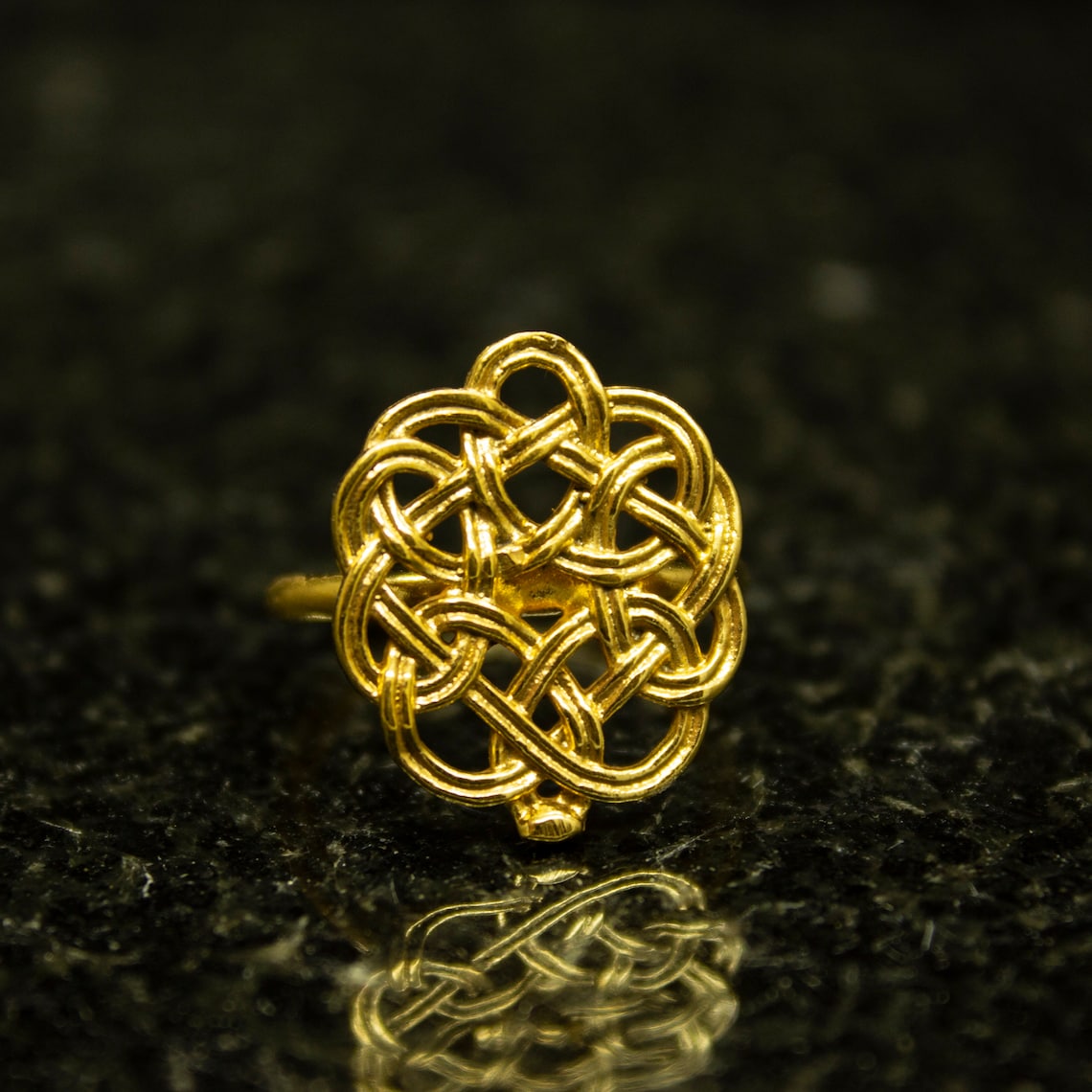 Gold Celtic Knot Ring, 24K Gold Plated 925 Sterling Silver, Handmade