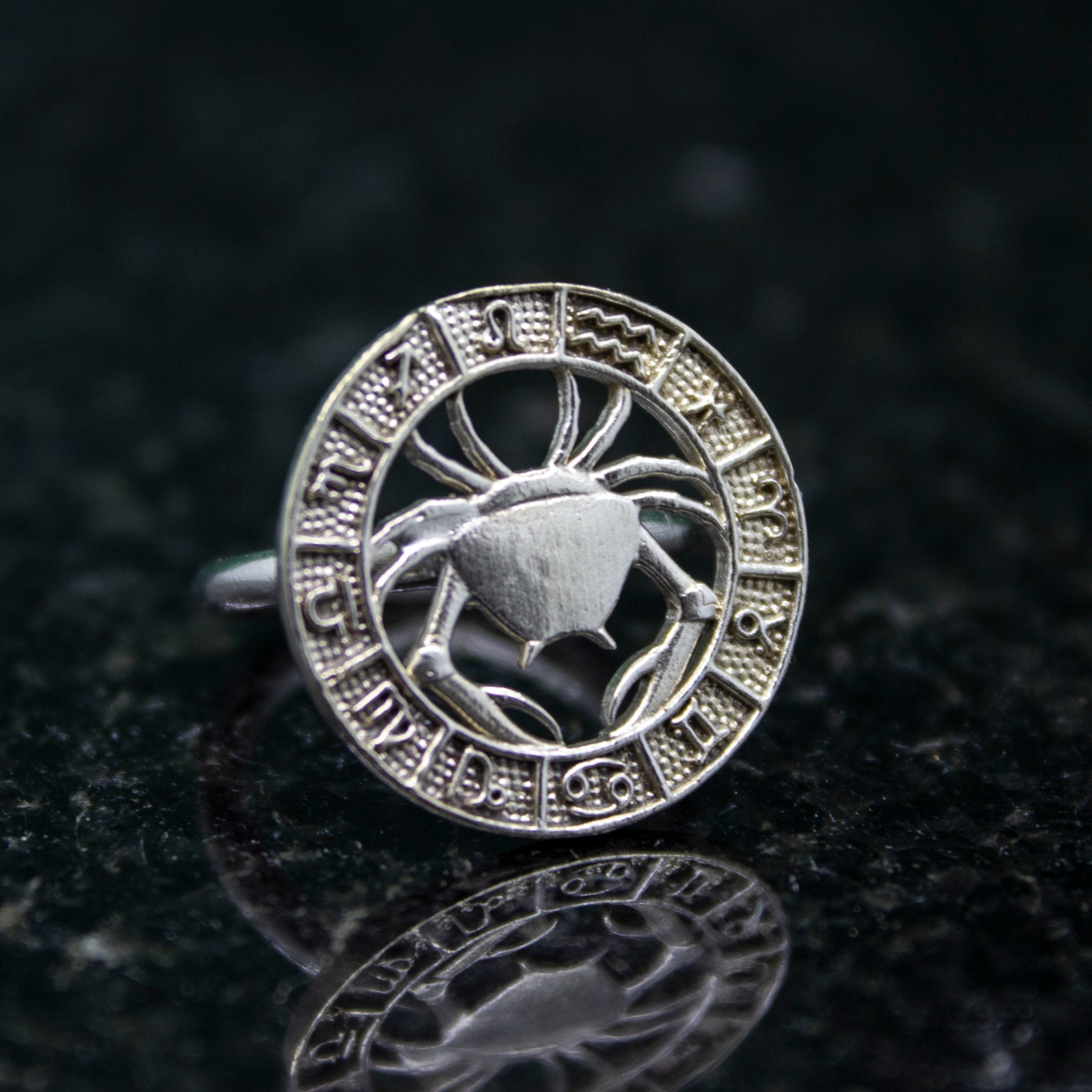 Cancer Zodiac Ring 24K Gold Plated 925 Sterling Silver Etsy UK