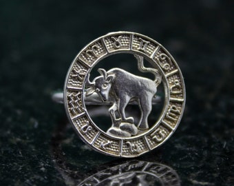 Taurus Zodiac Ring, 24K Gold Plated 925 Sterling Silver, Horoscope Bull Symbol, Handmade Star Sign Ring, Dainty Zodiac Jewelry by Sirona