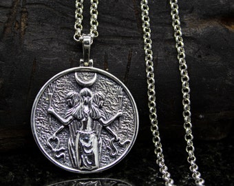 Triple Goddess Hecate Pendant, 925 Sterling Silver, Greek Mythology Jewelry, Celtic Pendant, Occult Pendant Wiccan Jewelry by Sirona