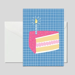 Postal TARTA DE CUMPLEAÑOS rosa/azul / Postal colorida para un cumpleaños o como regalo