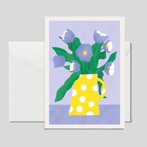 Carte postale BOUQUET DE FLEURS violet/jaune / carte postale colorée pour un anniversaire ou pour offrir