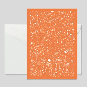 Carte postale ÉTOILES orange / Belle carte postale par exemple pour Noël, un anniversaire ou comme cadeau