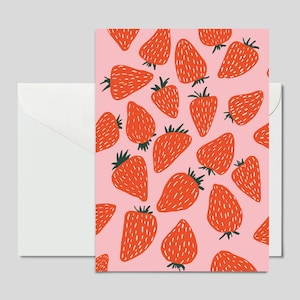 Postal SUEÑO DE FRESA rosa / Postal colorida, por ejemplo para un cumpleaños o como regalo