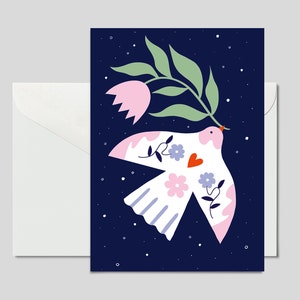 Carte postale DOVE bleu / Carte postale colorée pour un anniversaire ou comme cadeau