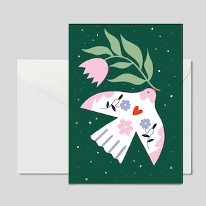 Cartolina DOVE verde / Cartolina colorata per un compleanno o come regalo