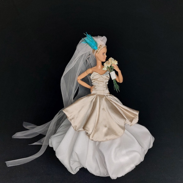 SJP Wedding Dress Miniature for Standard Barbie Doll 1/6