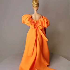 Orange Gown with Hot Pink Gloves inspired by Sarah Jessica Parker, for Standard Barbie Doll 1/6 image 4