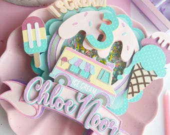 Ice Cream Cake Topper Ice Cream Party Decor Summer Birthday