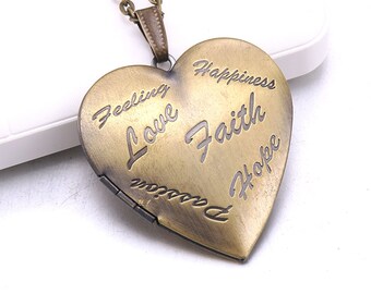 Vintage 70s 80s Sliding Lockets Hearts with Stripes Gold Color Pendants NOS Jewelry