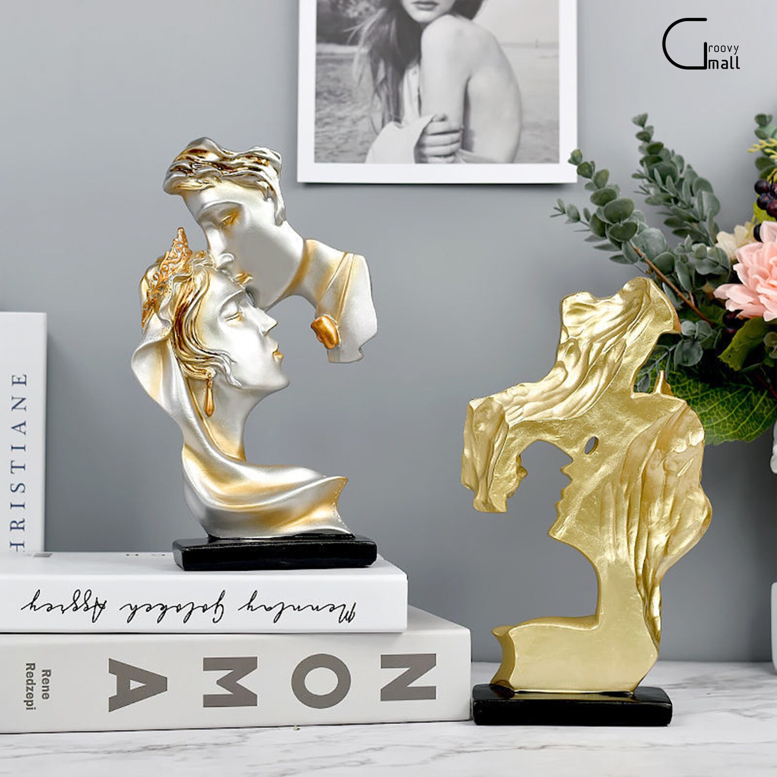 Romantic Couple Statue Sculpture Home Decoration Character Etsy