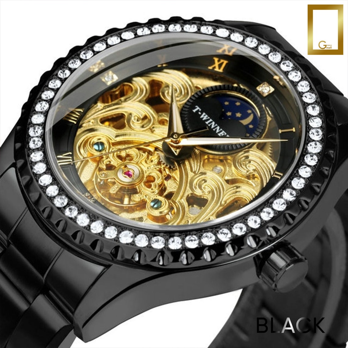 Gold/silver/black Luxury Skeleton Mechanical Watch Automatic Etsy