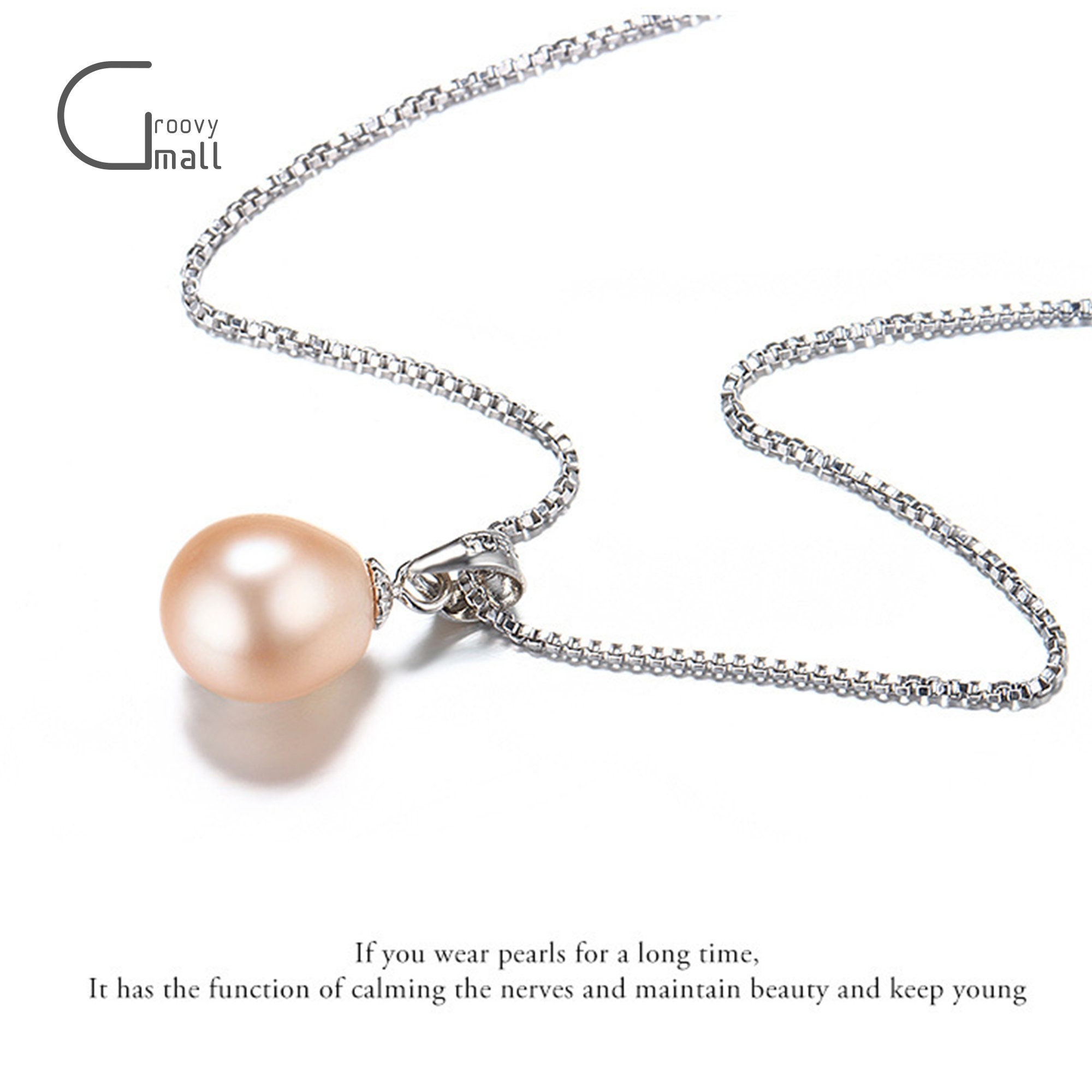 Real 925 Sterling Silver Jewelry for Girl Fashion Natural Pearl Pendant Necklace Real 925 Sterling Silver Jewelry for Girl Fashion Natural Pearl Pendant Necklace