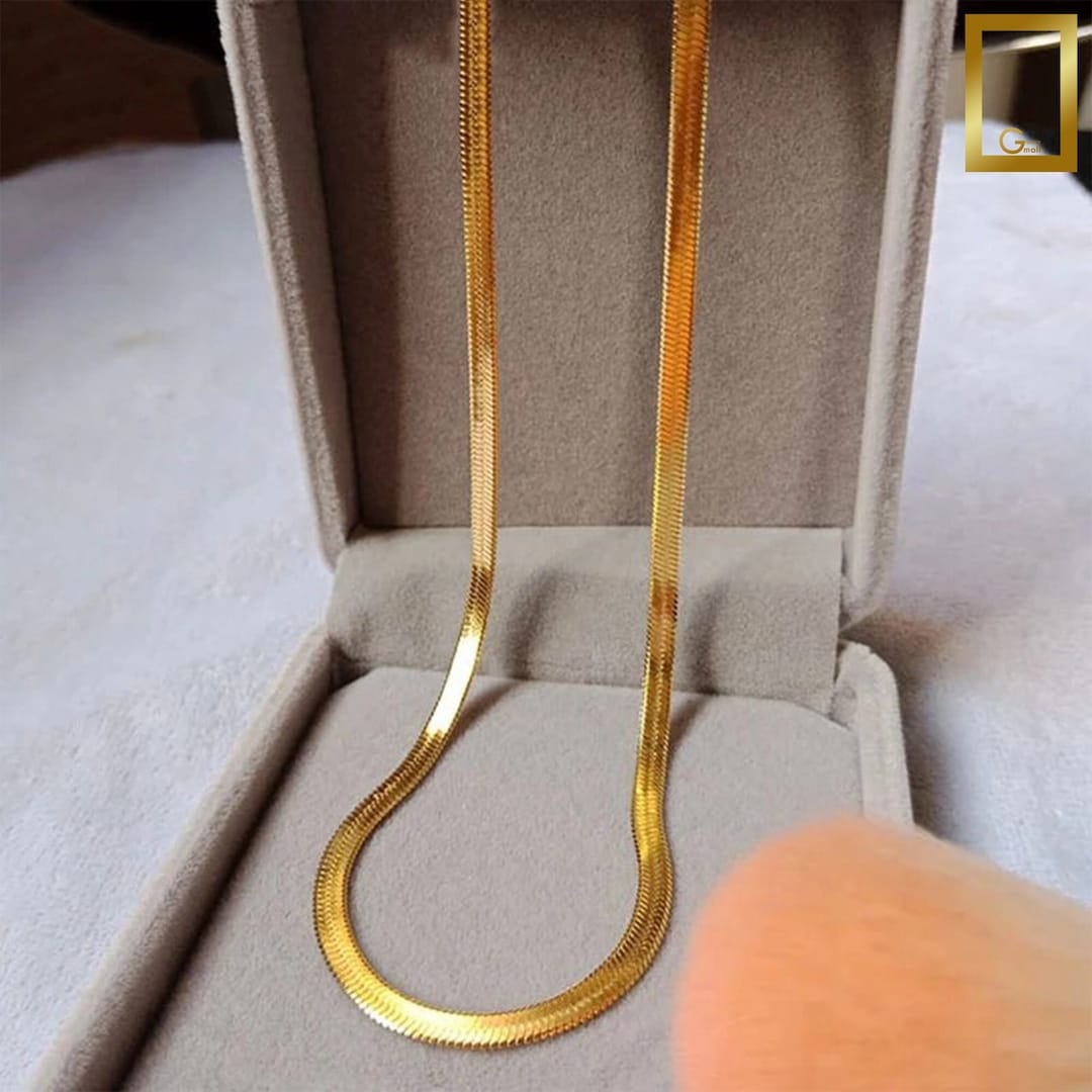 18K Gold Plated Snake Chain Necklace 925 Sterling Silver Mens Snake ...