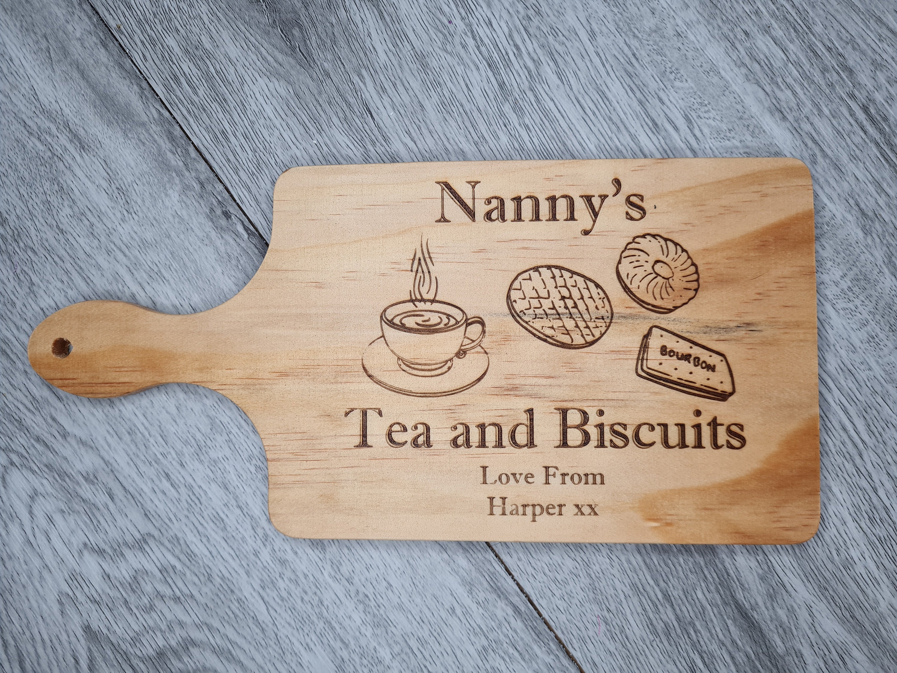 Personalised Tea and Biscuits board Etsy