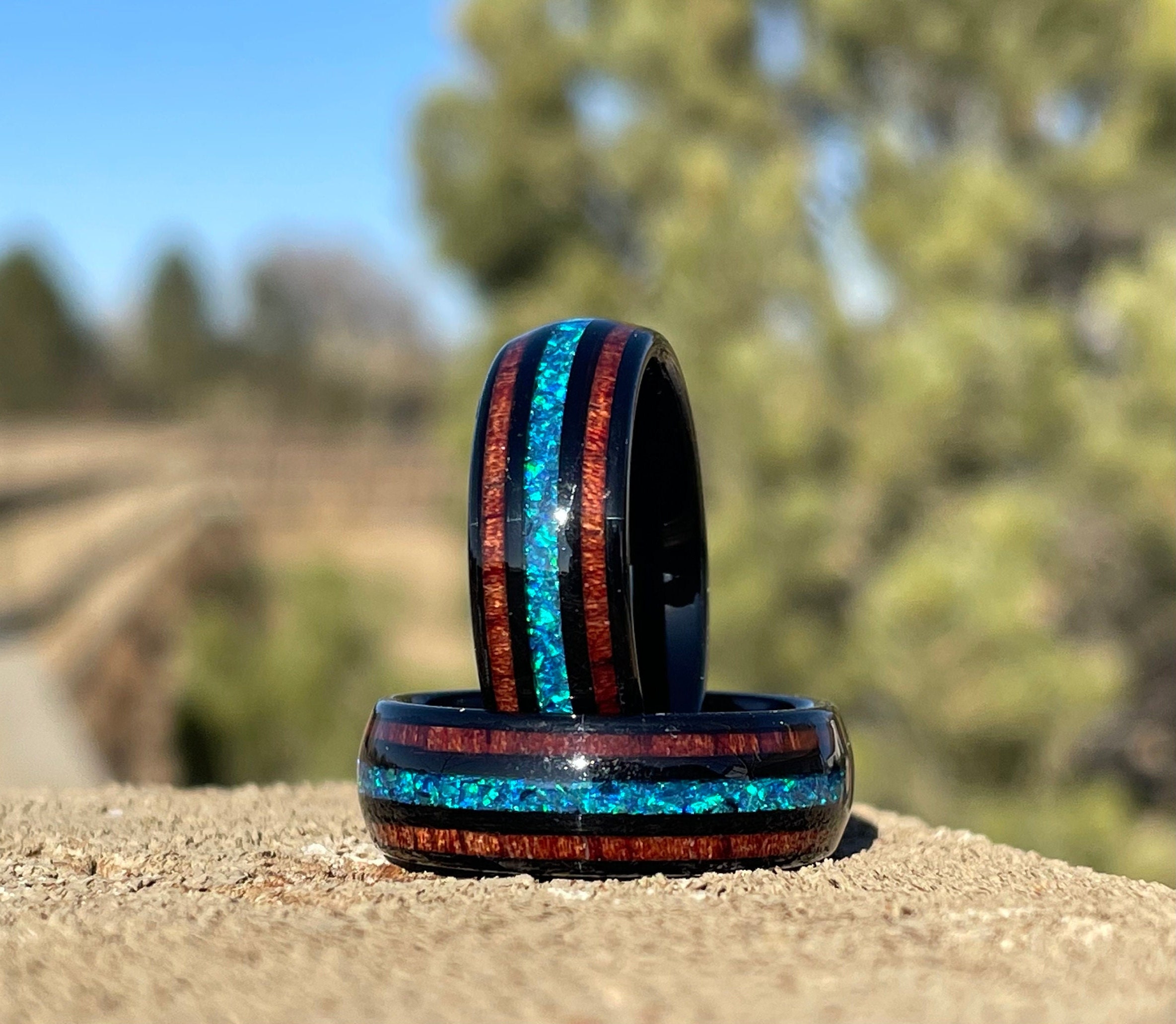 Opal wood ring sale