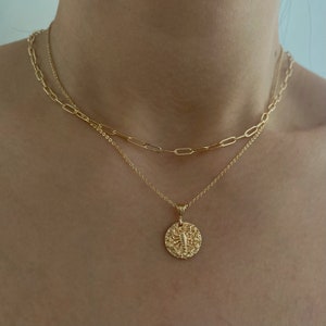 Naszyjnik ze złotą monetą zodiaku astrologicznego w stylu vintage Niebiańska biżuteria na szczęście i konstelacje QiSpirit® G001