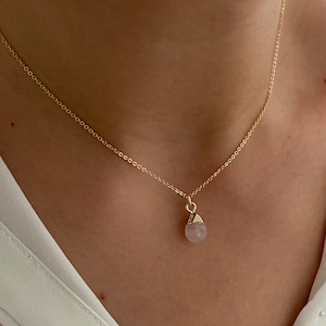 Self-love rose quartz pendant with gold chain February birthstone, natural crystal, meditation, heart chakra, lucky gift QiSpirit®