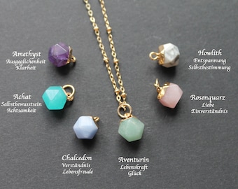 Filigree gemstones necklace, aventurine, agate, amethyst, turquoise, agalmatolite pendant, minimalist necklace, talisman, healing stones