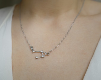 Collier signe du zodiaque avec ou sans pierre protectrice, pendentif diamant, zircon cubique étincelant, collier astrologue étanche, constellation, talisman, bijou porte-bonheur