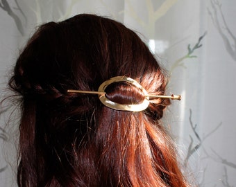 QiSpirit® circle hair clip gold silver acetate hair clip with stick - hair claw - classic hair pin - hair accessories - hair clip - devotional meditation