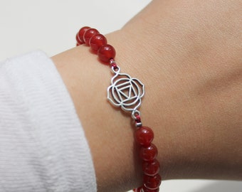 QiSpirit® Chakra healing stone bracelet, fine Muladhara agate macrame band, carnelian, gemstone, filigree, delicate, Buddhism, protection, talisman, yoga, zen