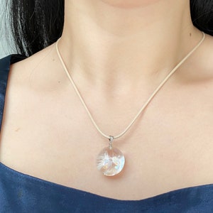 Rainbow Rock Crystal Ball Silver Pendant, April, Clear Quartz, Crystal Ball, Healing Stone, Magic Ball, Yoga, Meditation, Gift Idea