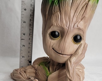 Large Handpainted Baby Groot  Gaurdians of the Galaxy Desktop Paint brush, Marker, Pen, and Pencil holder. FREE UV Decal / Sticker with purc