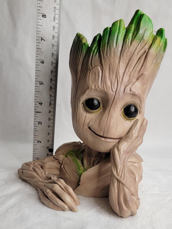 Large Handpainted Baby Groot  Gaurdians of the Galaxy Desktop Paint brush, Marker, Pen, and Pencil holder. FREE UV Decal / Sticker with purc