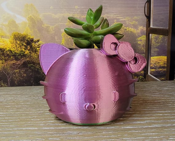 Two tone Hello Kitty Plant Pot - Adorable Planter for Desk or Home Décor FREE UV Decal with purchase