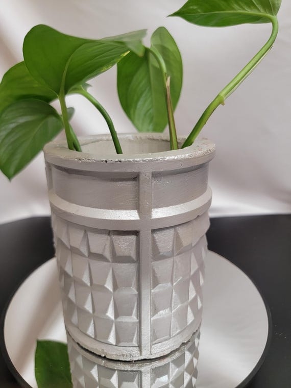 Handmade Cement Planter (Fence)– Modern Concrete Pot for House Plants, Succulents, Cactus, Indoor & Outdoor Décor