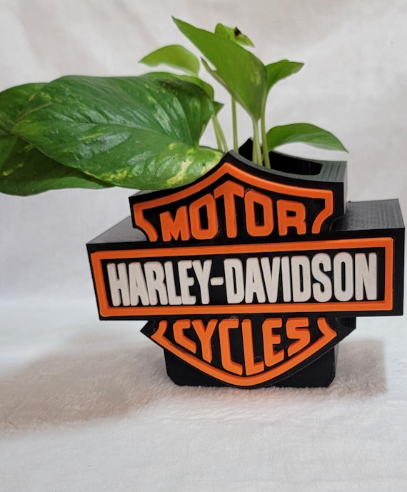 Harley-Davidson Inspired Planter –Now Available in XL! Motorcycle Decor, Biker Gift, 3D Printed Succulent, Cactus Pot, Garage, & home decore