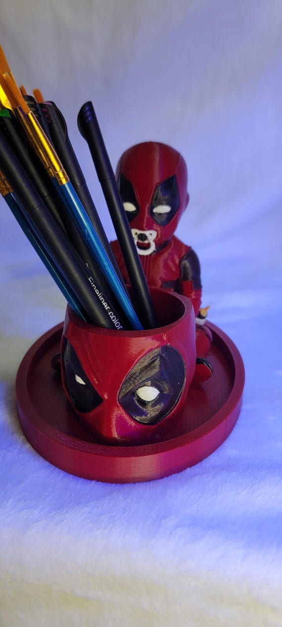 Baby Deadpool Desk Caddy | Fun Organizer for Office or Home Decor