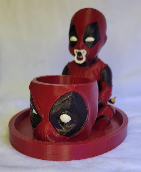 Baby Deadpool Planter – Hand-Painted Succulent or Houseplant Pot