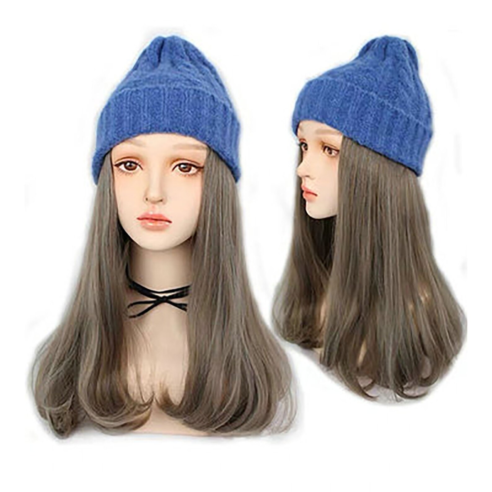 Wool hat wig hat with wig hair attached for women Etsy