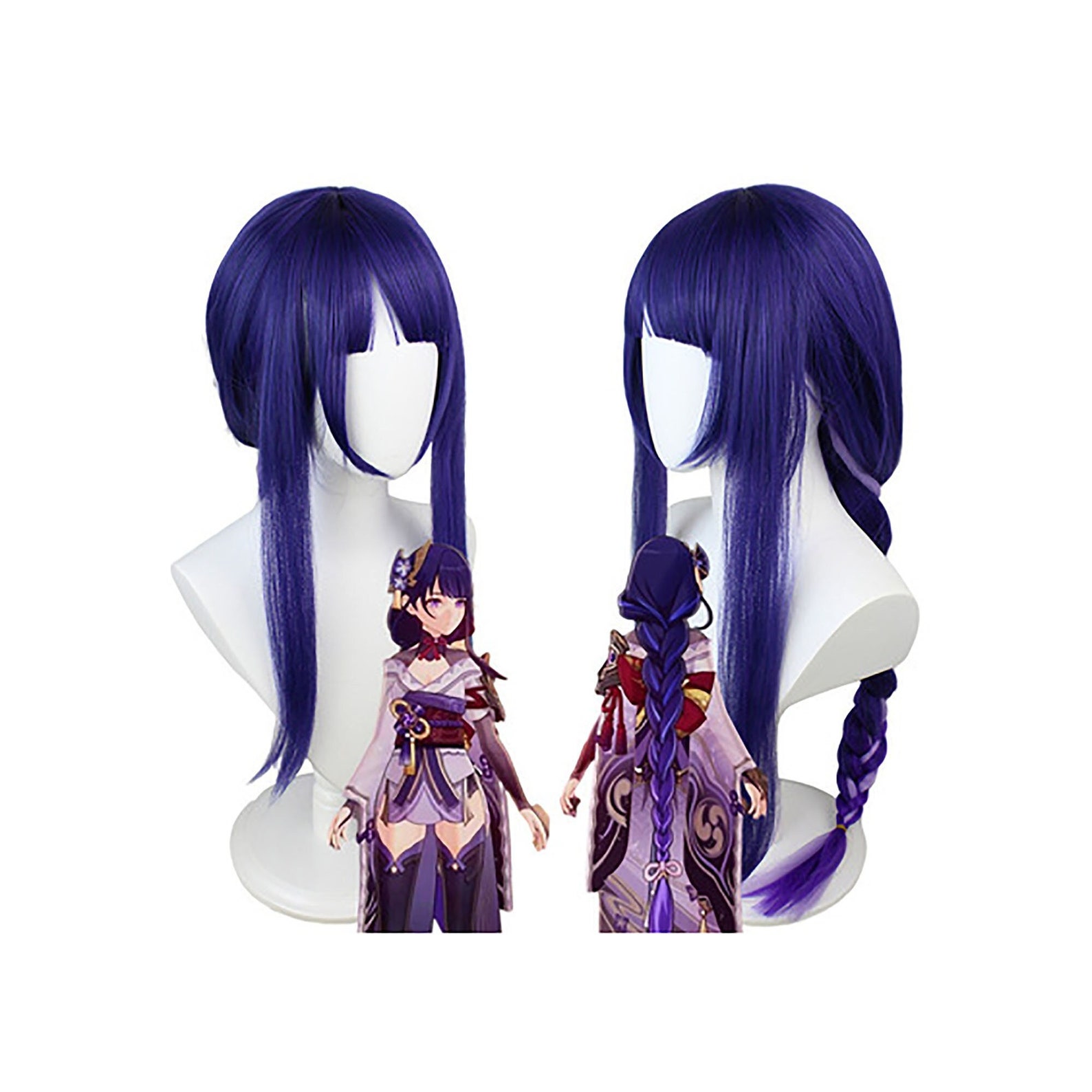 Raiden Shogun Cosplay Wigs Raiden Shogun Wig Dark Purple Cos Etsy UK