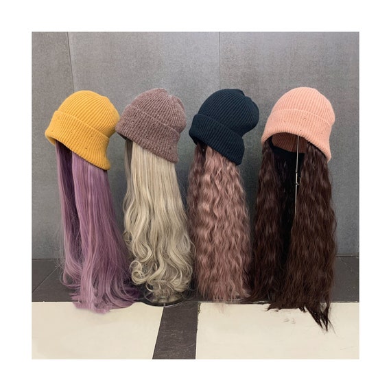 Knitted wig hat. Wig Cap. Wig with Hat 